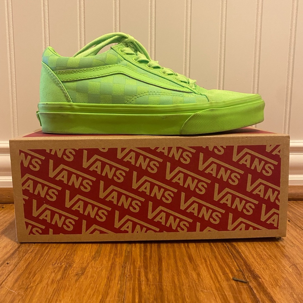 Vans Old Skool Tonal Checkerboard Skate Shoe - Green Gecko